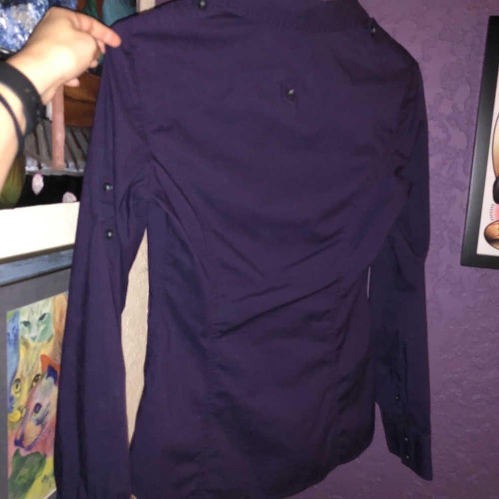 Express Women’s Long-Sleeve Button Shirt - Purple - Picture 2 of 3
